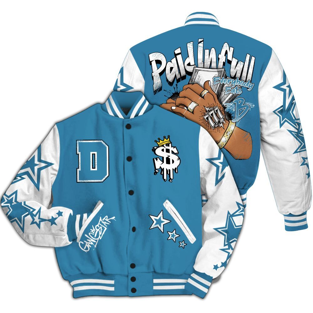 Varsity Jacket To Match High OG UNC Reimagined 1s - Lucky Money Paid In Full Retro All Over Print