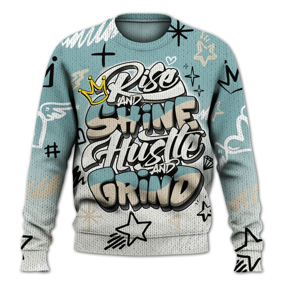 Knitted Sweater To Match Dunk Low Glacier Blue Pale Ivory - Rise Shine Hustle Grind