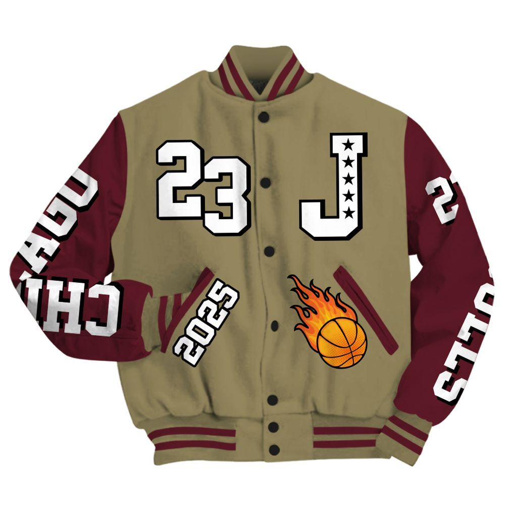 Varsity Jacket To Match Black Olive 7s - Chicago 23 Basketball All Over Print