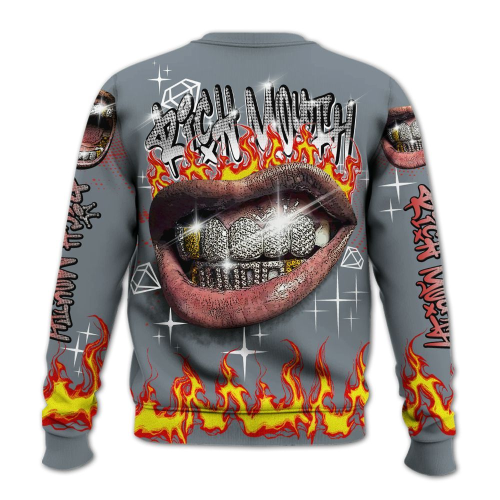 Sweatshirt To Match Wolf Grey 13s - Rich Mouth Fire Rap Retro 90s All Over Print
