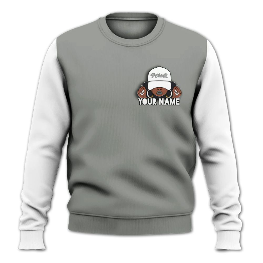 Sweatshirt To Match Paris Cement Grey 4s - Custom Name Black Girl All Over Print