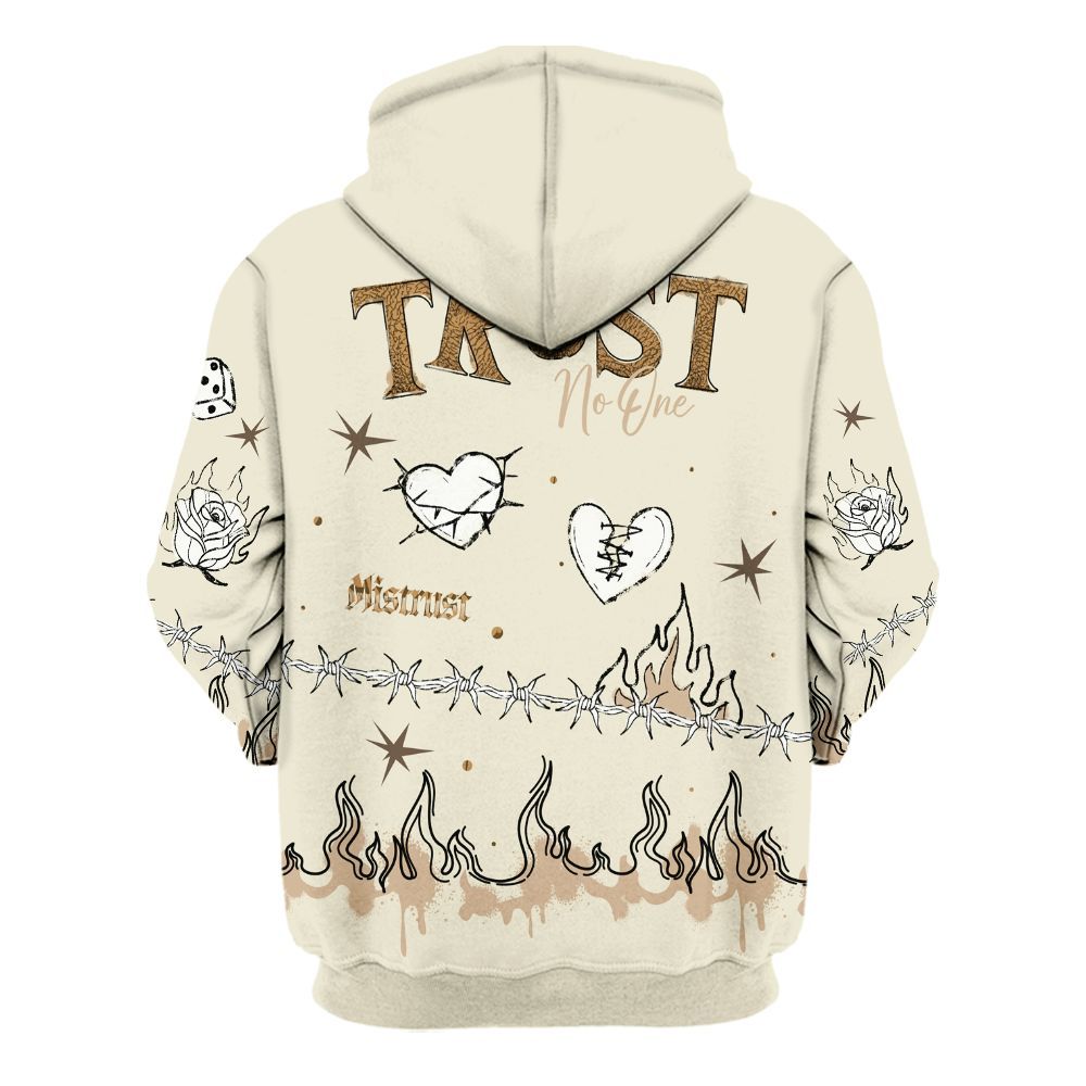 Hoodie To Match Orewood Brown 3s - Trust No One Snake-Bite Doodle Crayon All Over Print