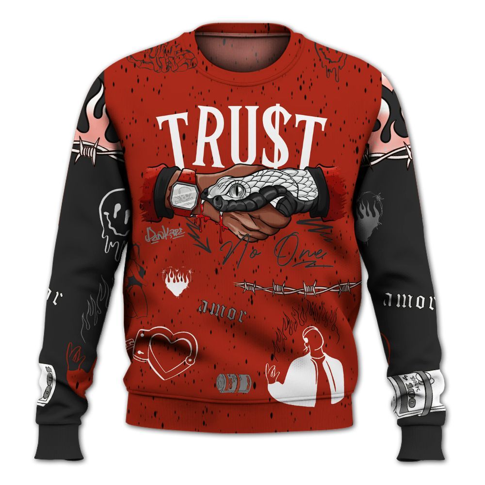 Sweatshirt To Match Red Cement 4s - Snake Trust No One All Over Print