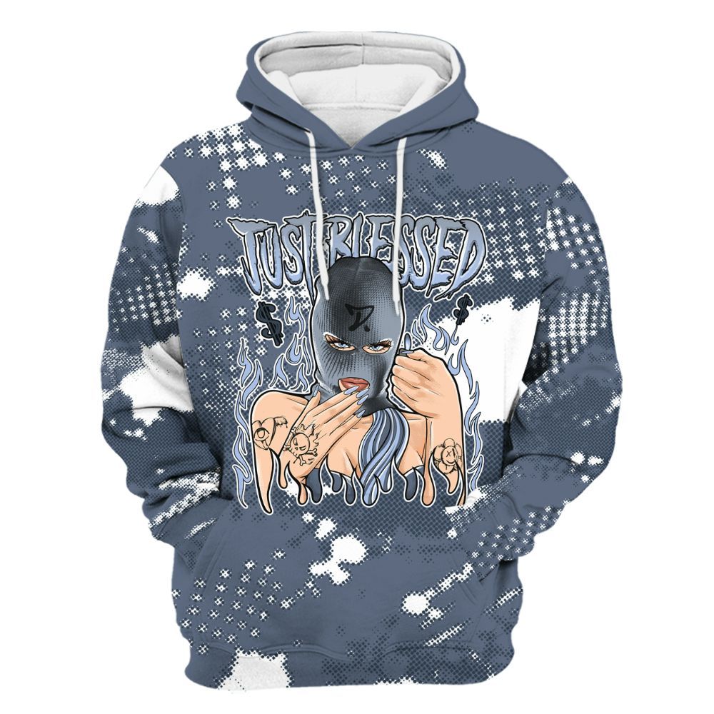 Hoodie To Match Low Diffused Blue 11s - Blessed!! Smoke Dot All Over Print