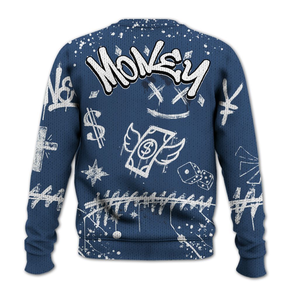 Knitted Sweater To Match Midnight Navy 4s - Everybody Paid In Full Crayon