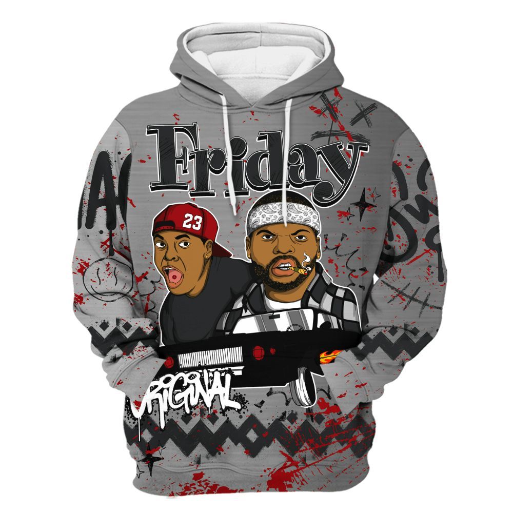 Hoodie To Match Metallic Silver 14s - Friday Sneaker Crayon All Over Print