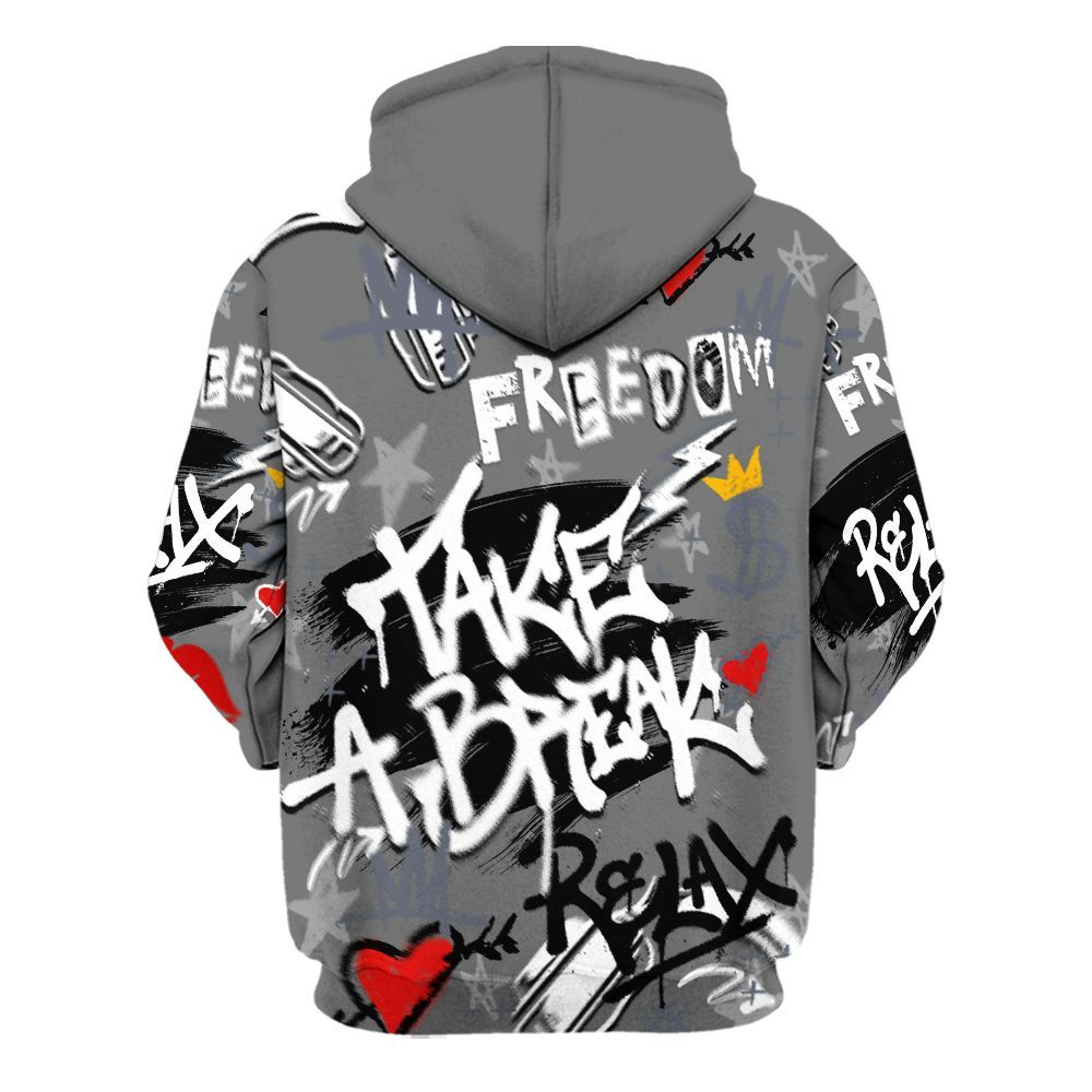Hoodie To Match Cool Grey 6s - Take Break Freedom Graffiti Streetwear All Over Print