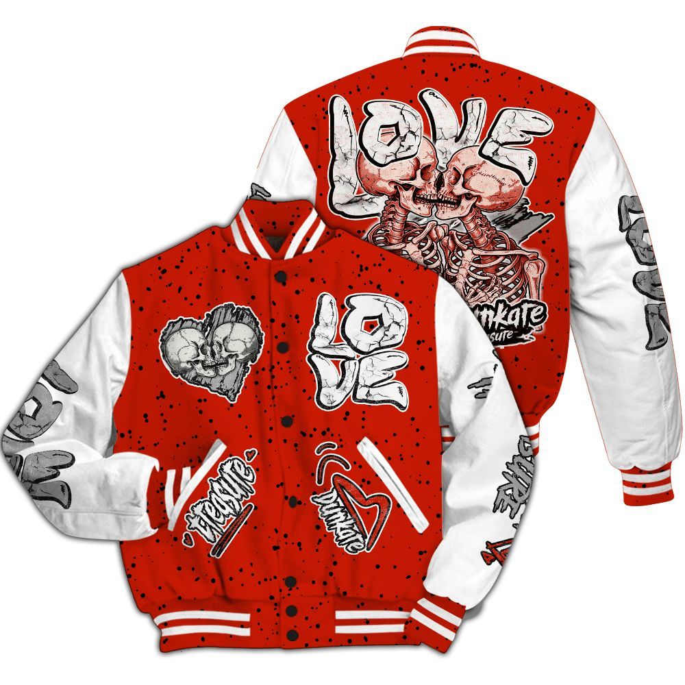 Varsity Jacket To Match Red Cement 4s - Skull Bear All Over Print