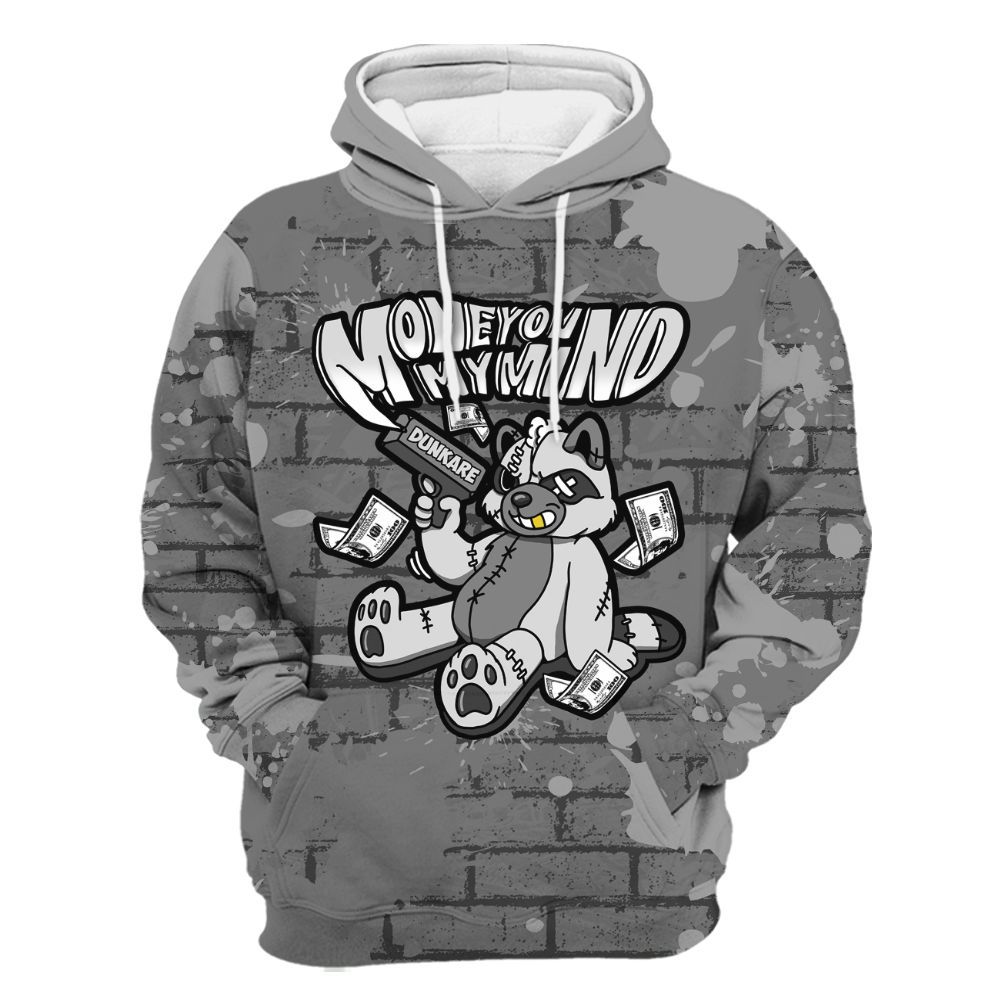 Hoodie To Match Black Wolf Grey 12s - Money On My Mind Raccoon Brick All Over Print