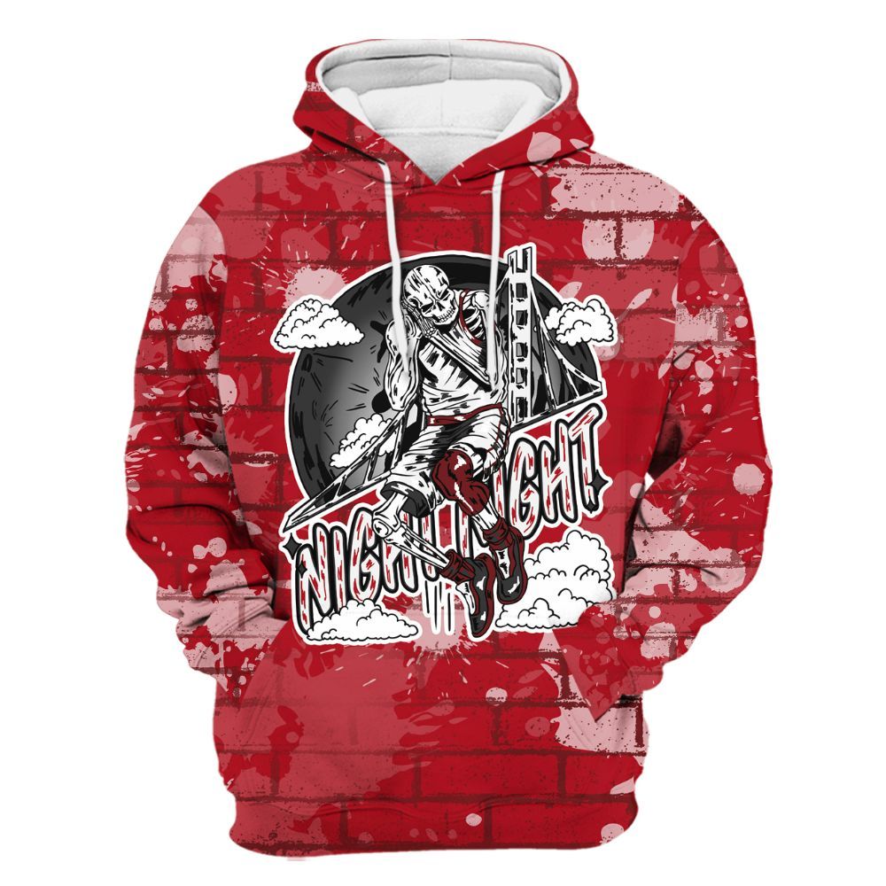 Hoodie To Match Bred Velvet 11s - Seeya Skeleton Brick All Over Print