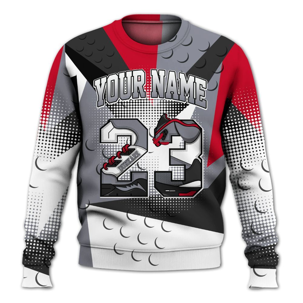 Sweatshirt To Match Retro Black Flint 13s - Poly Custom Name Number 23 5s All Over Print