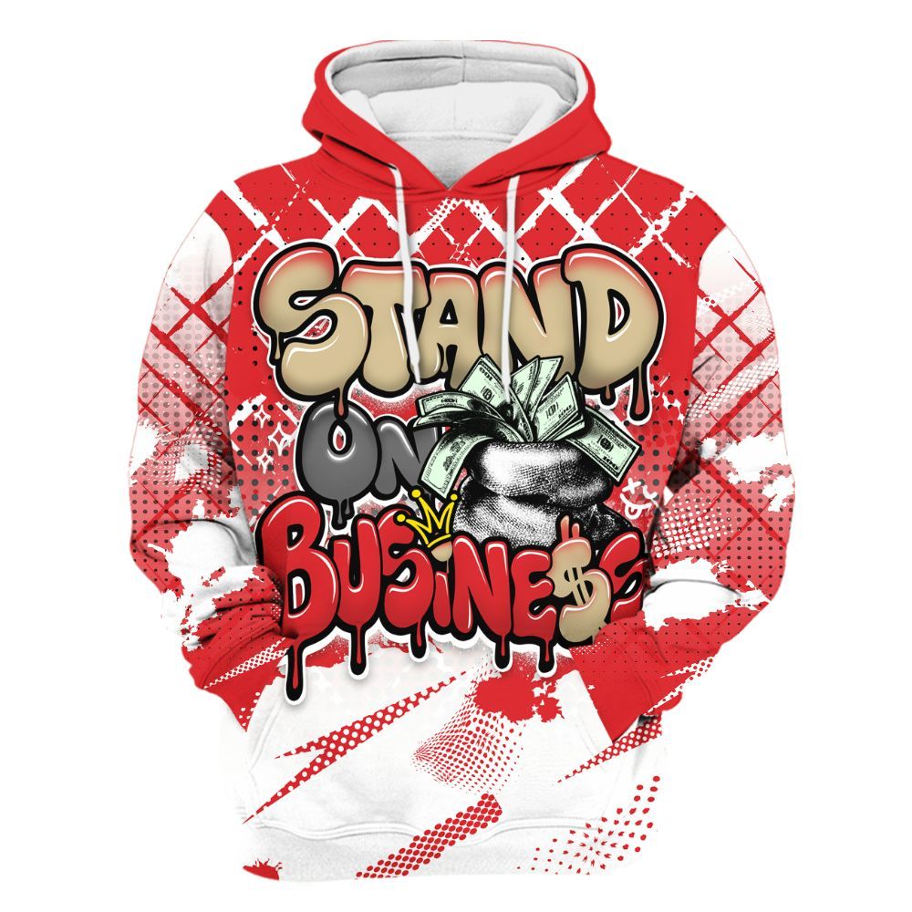 Hoodie To Match Prime 93 Fire Red - Halftone Stand Business Dripping All Over Print