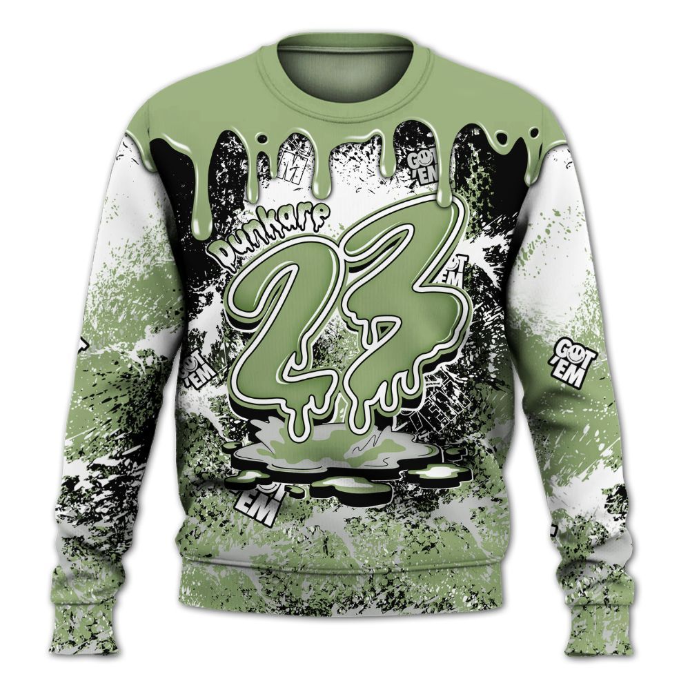 Sweatshirt To Match Oil Green 4s - Dripping 23 Drip All Over Print