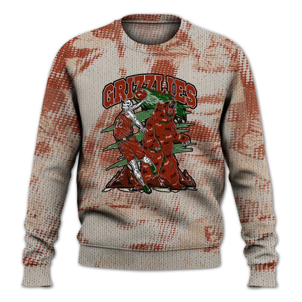 Knitted Sweater To Match El Grito 5s - Grizzly Bear Skeleton Brown Sugar