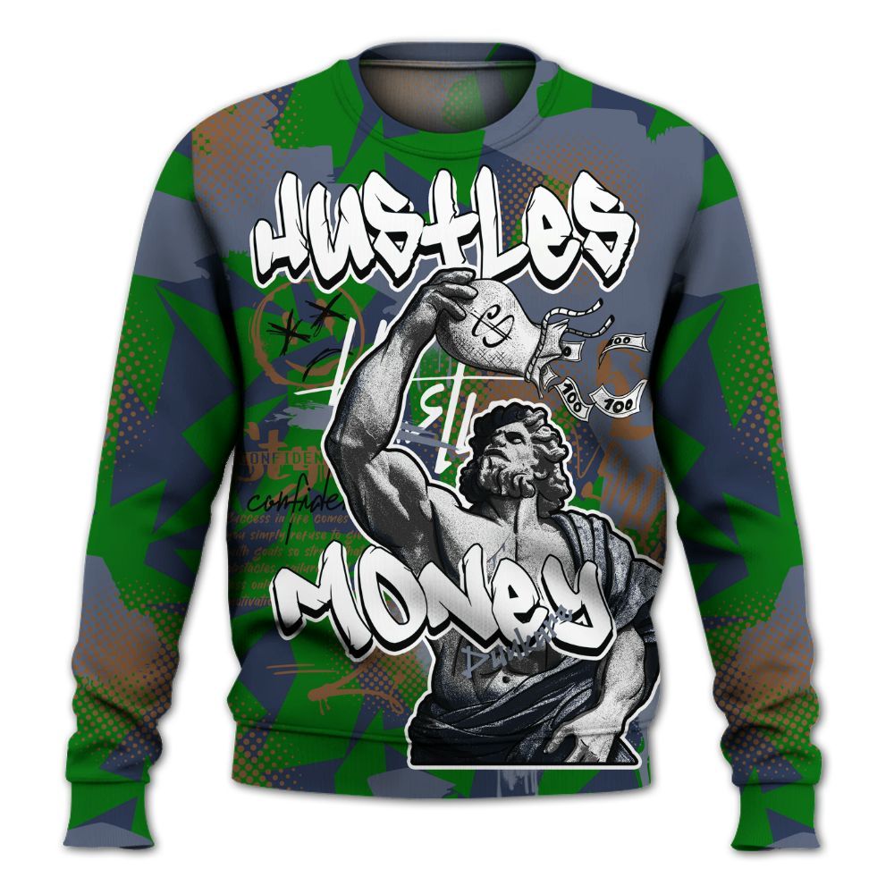 Sweatshirt To Match Midnight Navy 13s - Huslte Money Retro All Over Print