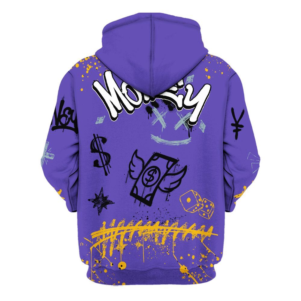 Hoodie To Match Imperial Purple 4s - Everybody Paid In Full Crayon All Over Print