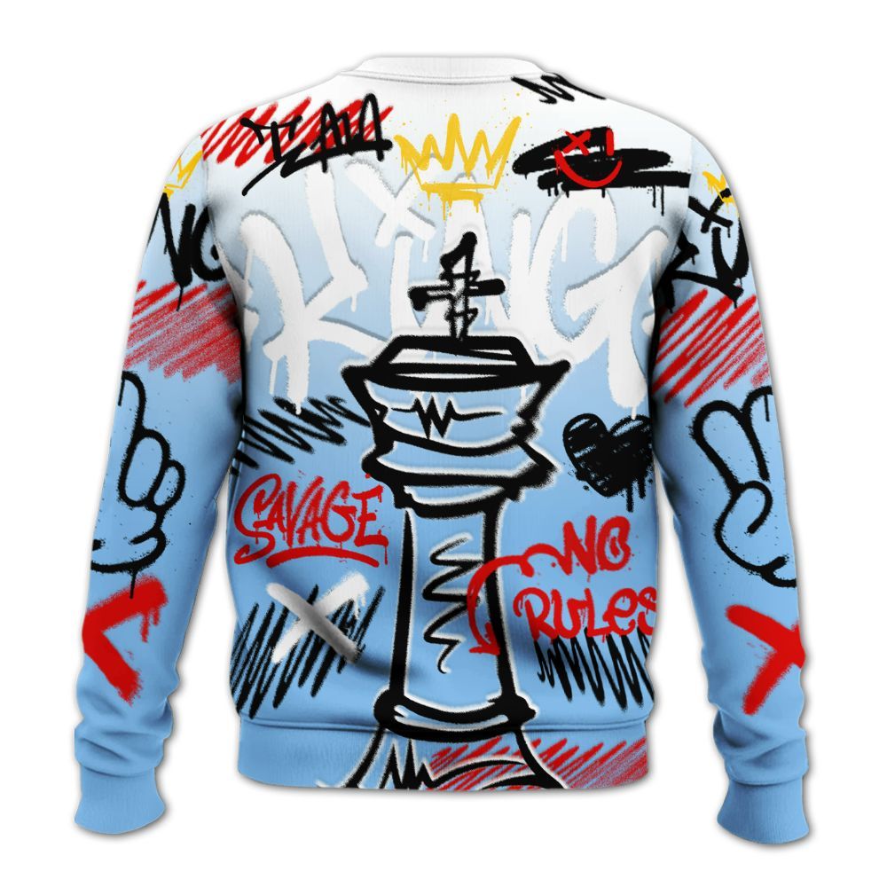 Sweatshirt To Match University Blue 5s - Street King Chess Streetwear All Over Print