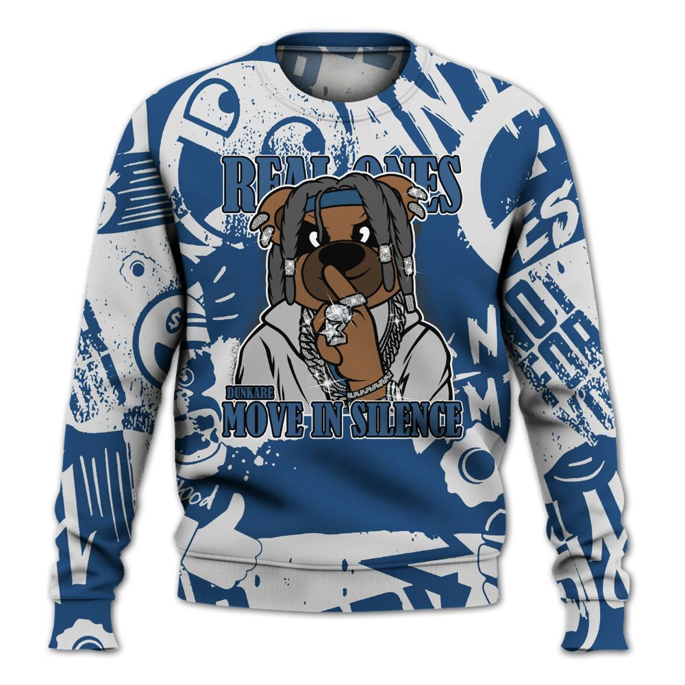 Sweatshirt To Match High OG Midnight Navy 1s - Silent Achievers Bear Monogram Graffiti All Over Print