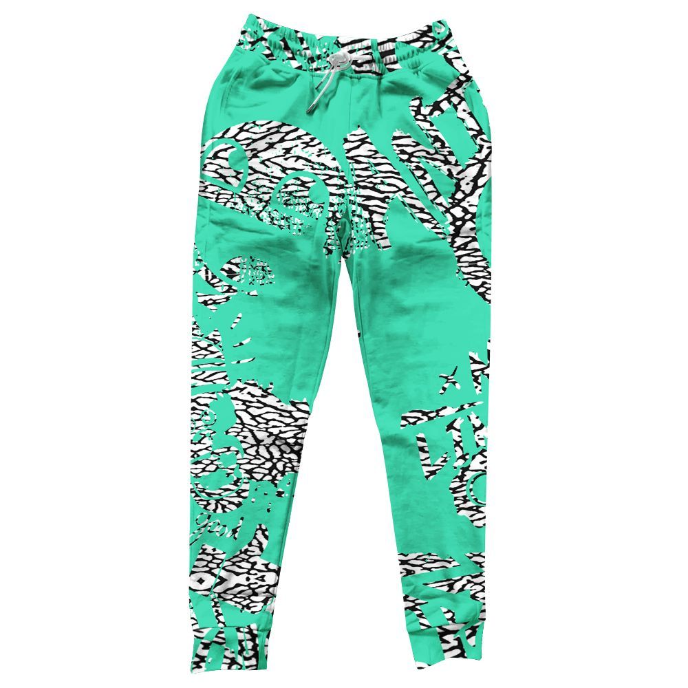 Sweatpant To Match Black Green Glow 3s - Monogram Graffiti All Over Print