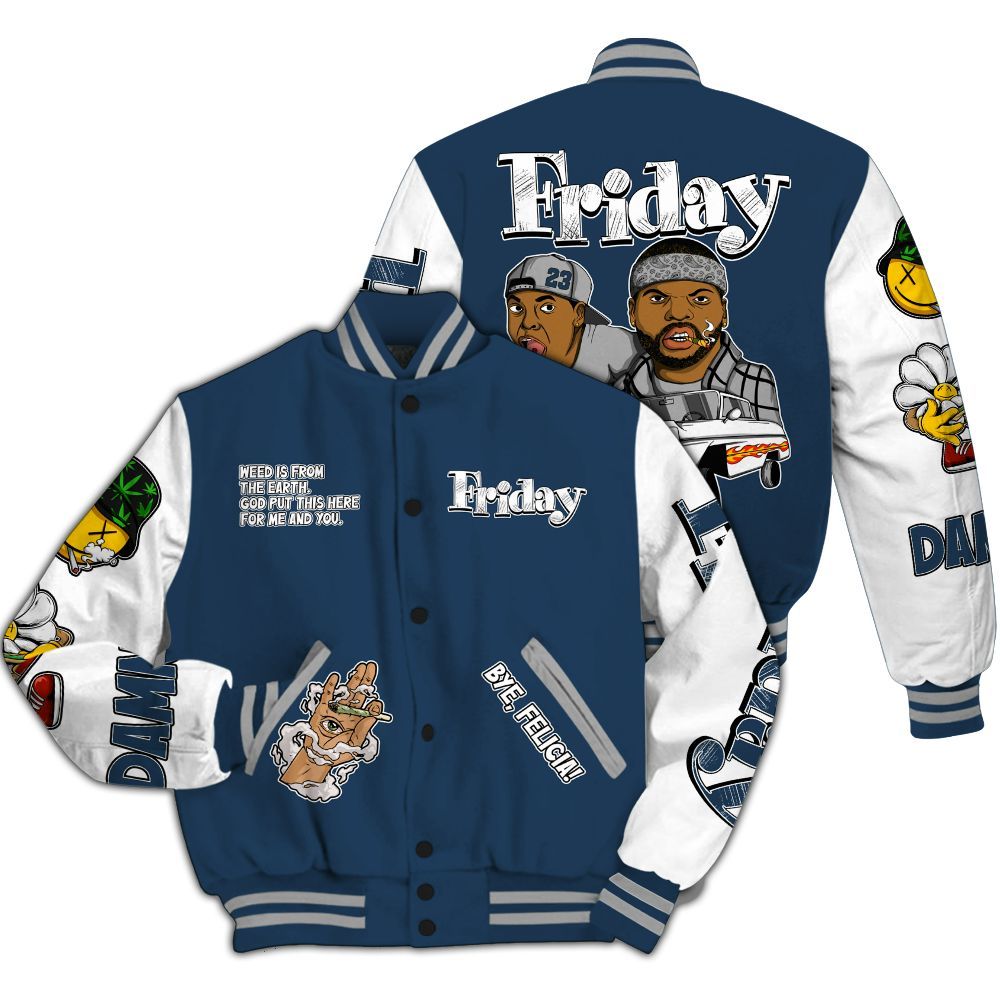 Varsity Jacket To Match Retro French Blue 2025 12s - Friday Sneaker Stress Style All Over Print