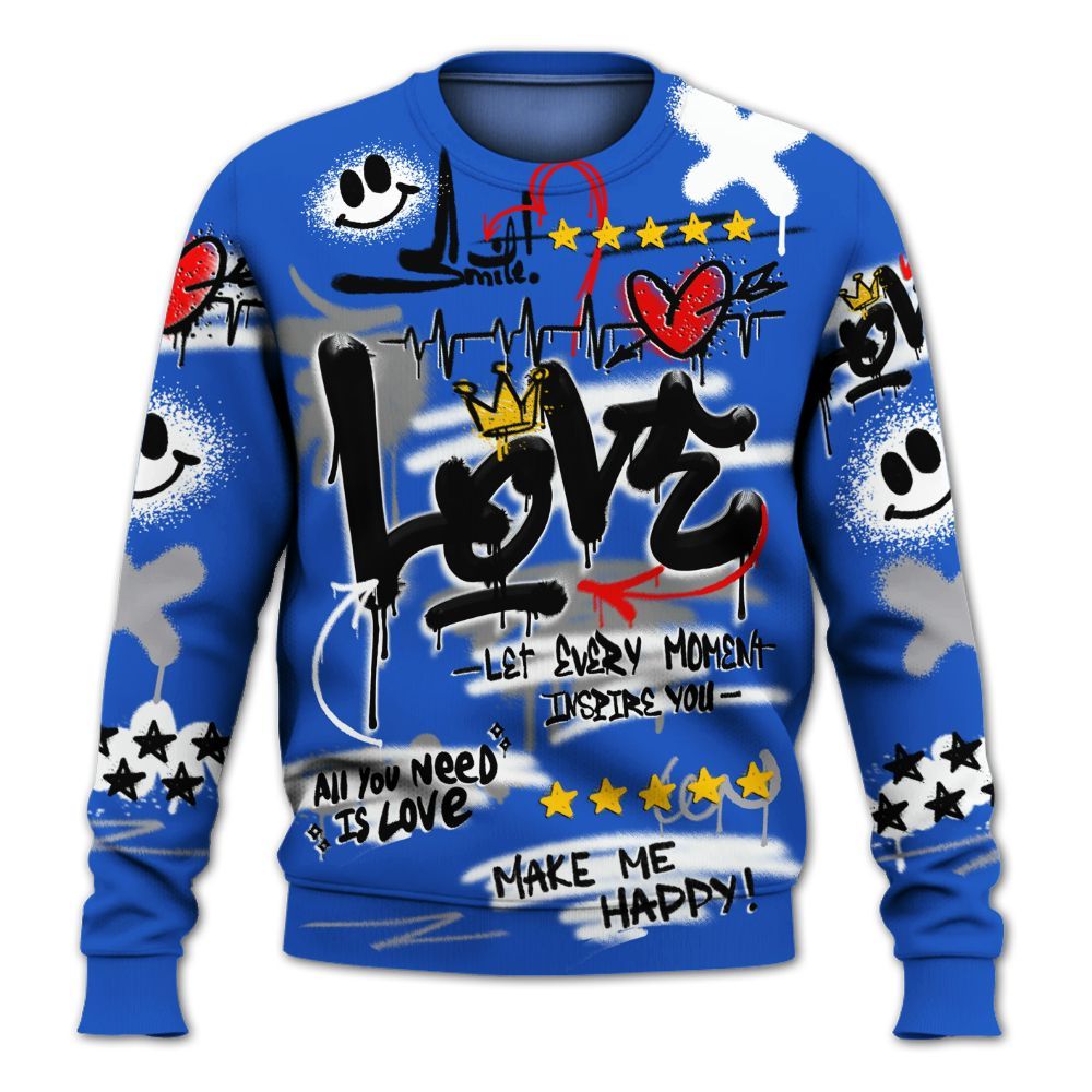 Sweatshirt To Match Retro Stealth 5s - Happy Love Beats Graffiti Streetwear All Over Print