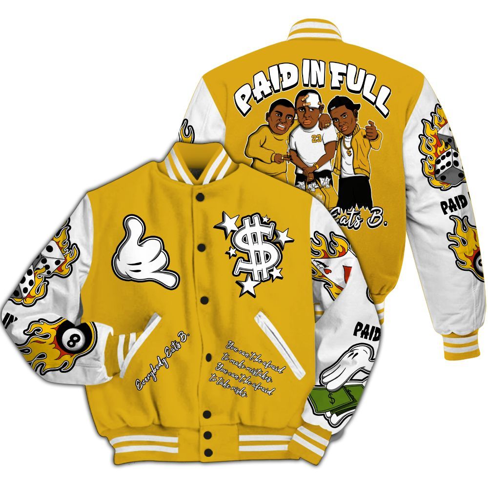 Varsity Jacket To Match Vivid Sulfur 4s - Everybody Paid In Full Graphic All Over Print