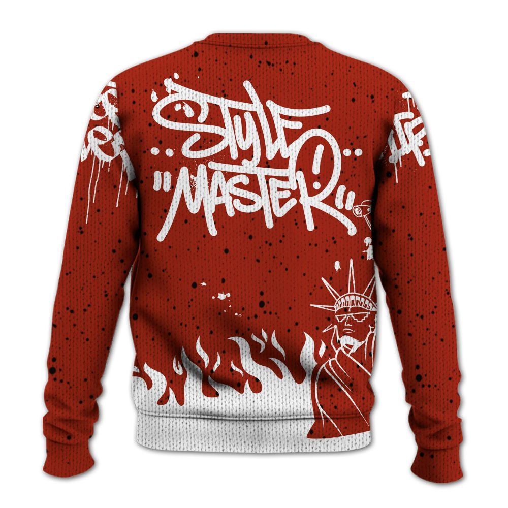 Knitted Sweater To Match Red Cement 4s - Graphic Fck Around Find Out