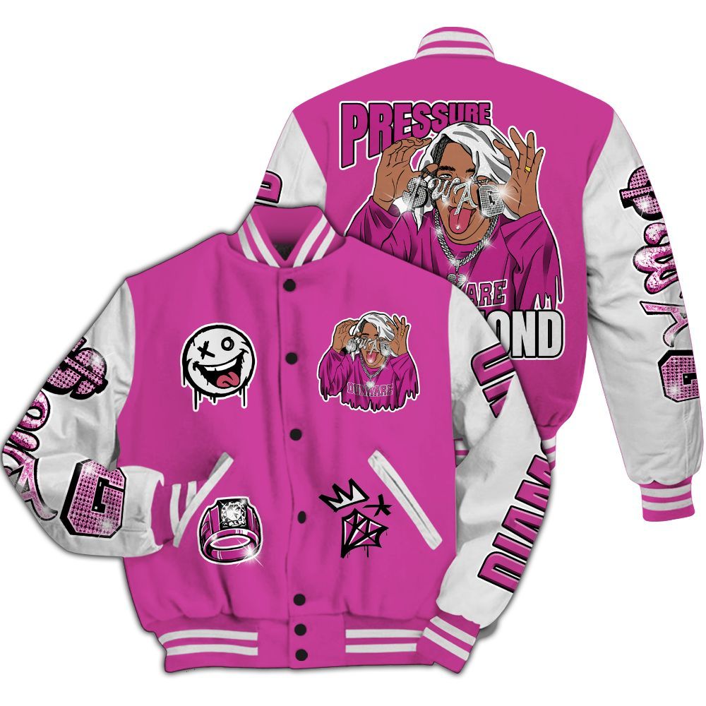 Varsity Jacket To Match Dunk Low Active Fuchsia - Pressures Makes Varsity Jacket To Match All Over Print