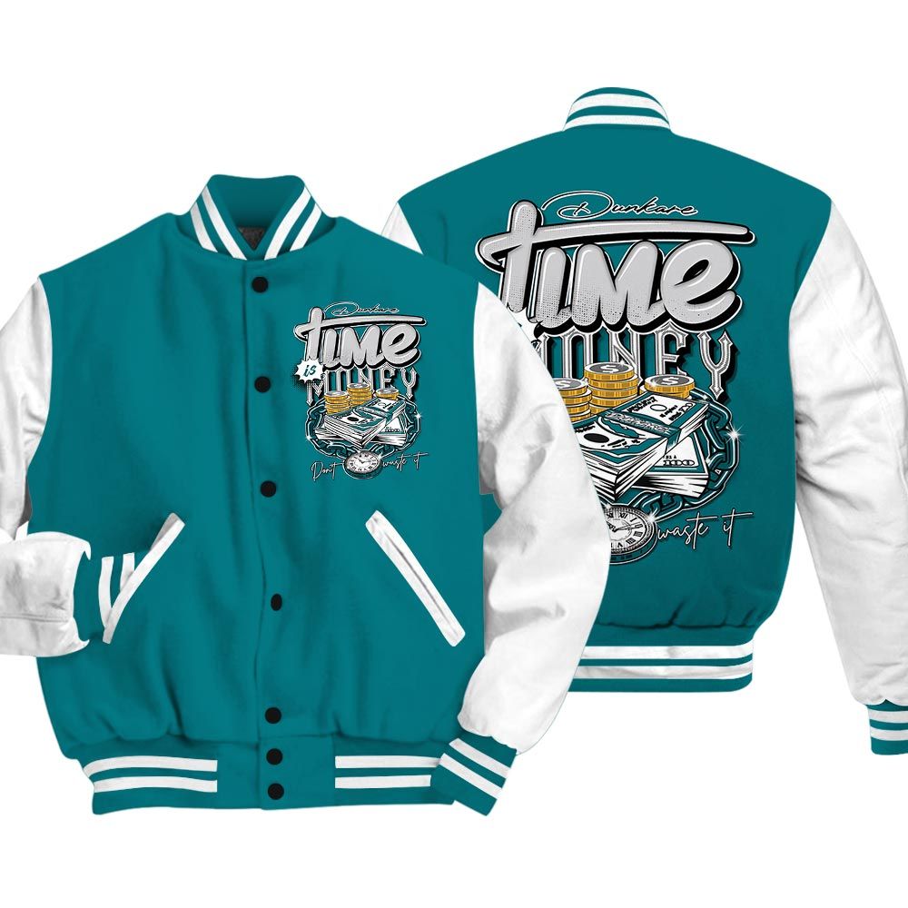 Varsity Jacket To Match Varsity Time Is Money, Oxidized Green 4s Baseball - To Match Sneaker Oxidized Green 4s Graphic Tee 1904 HDT