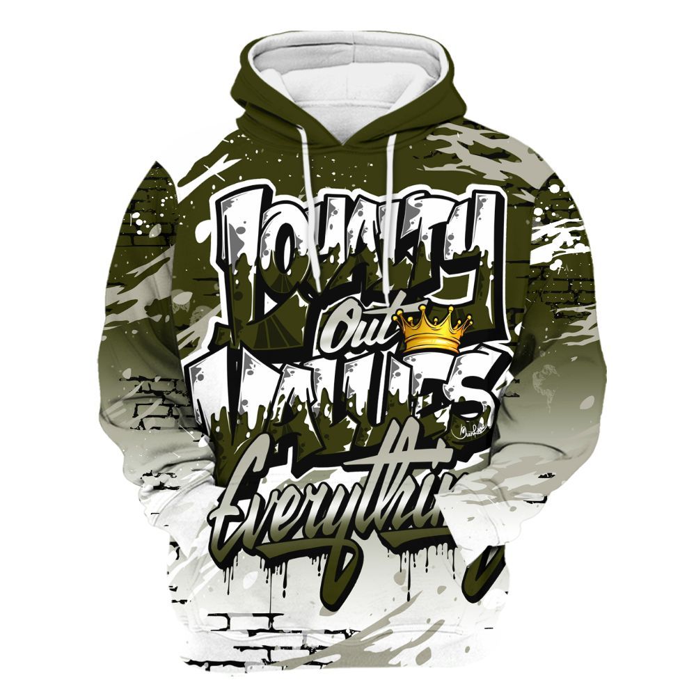 Hoodie To Match Dunk Low Pale Ivory Cargo Khaki - Values Of Loyalty Drip All Over Print