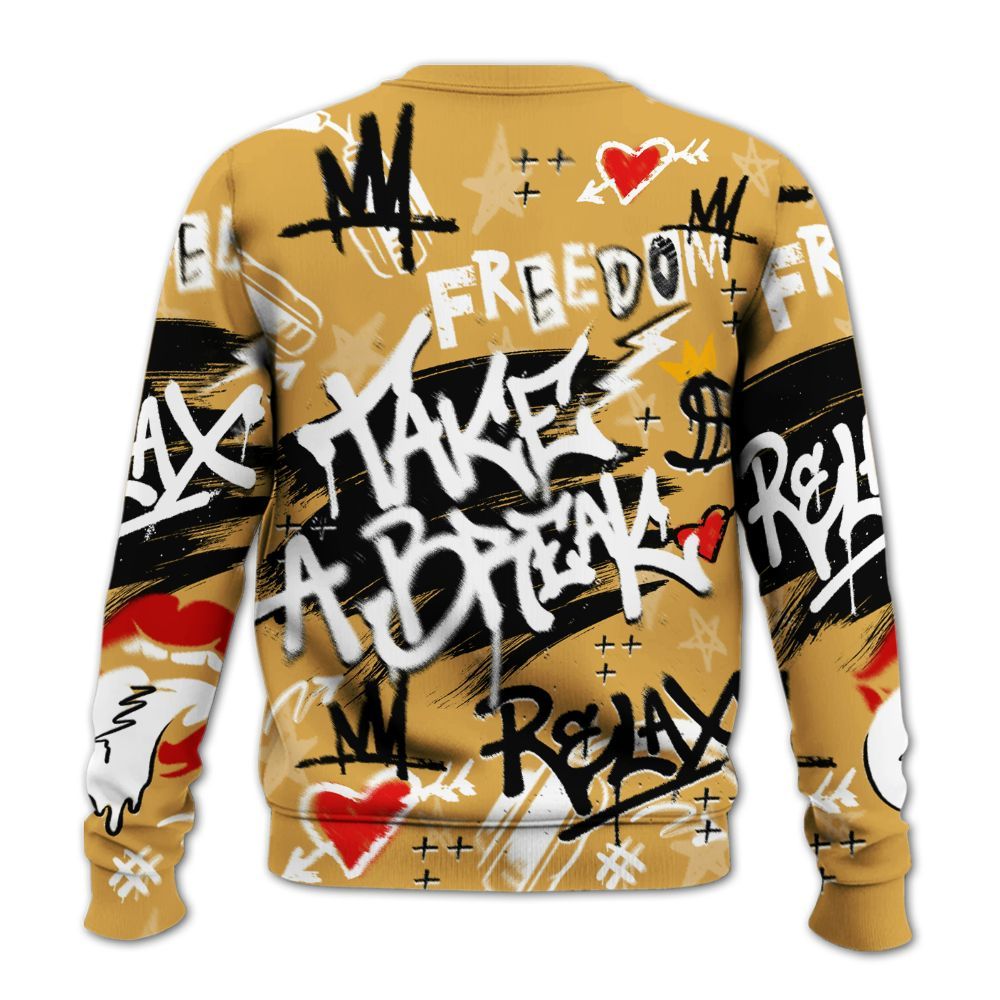 Sweatshirt To Match Low OG Rookie Of The Year 1s - Take Break Freedom Graffiti Streetwear All Over Print