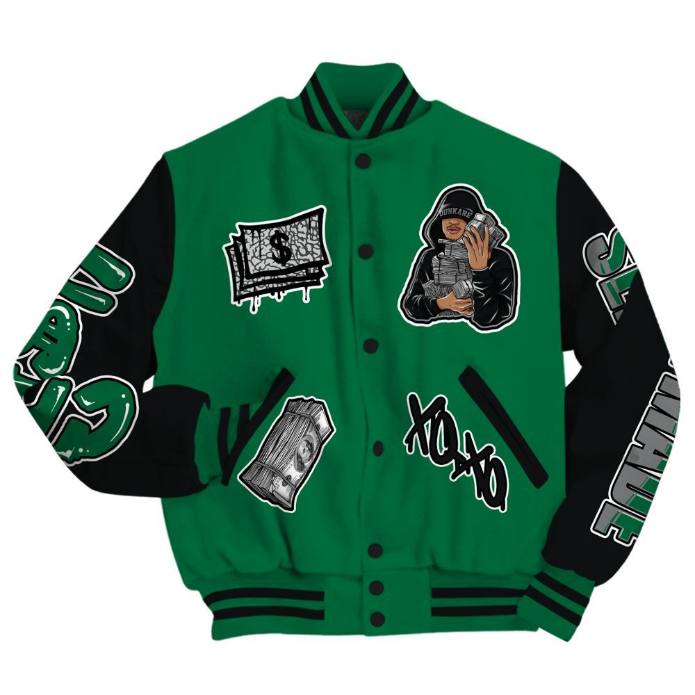 Varsity Jacket To Match Pine Green 3s - Selfmade Unique All Over Print