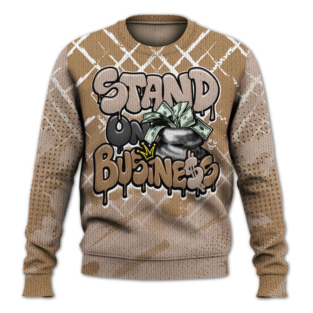 Knitted Sweater To Match Kobe 4 Gold Medal - Halftone Stand Business Dripping