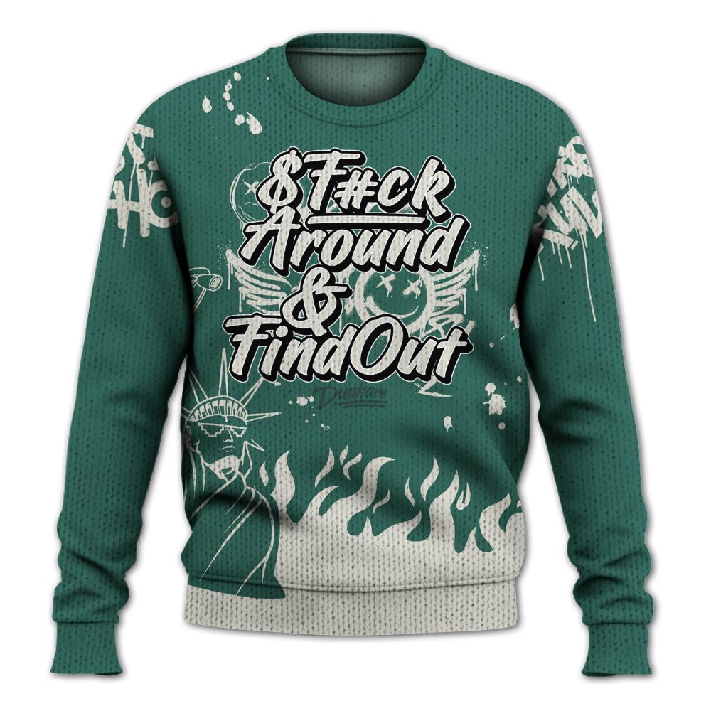 Knitted Sweater To Match RM Oxidized Green 4s - Graphic Fck Around Find Out