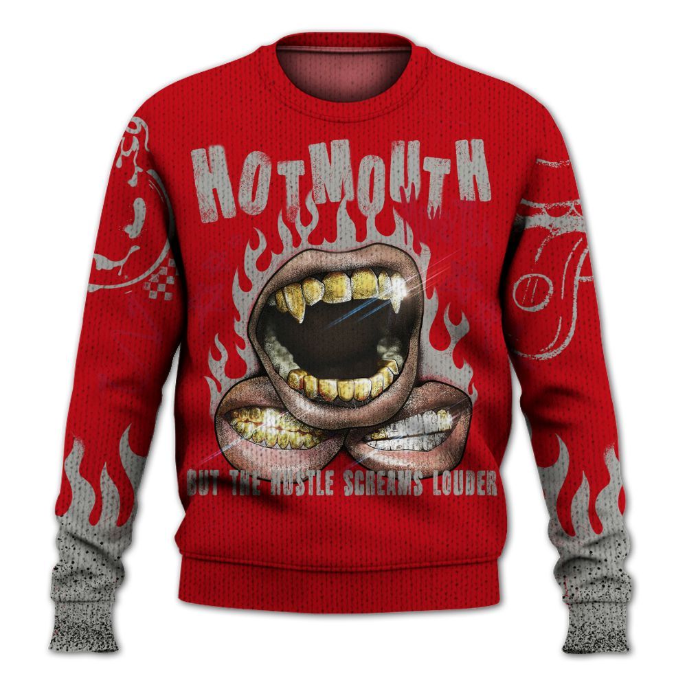 Knitted Sweater To Match Air Griffey Max Gray Reds 1s - Mouth Burning Street Style