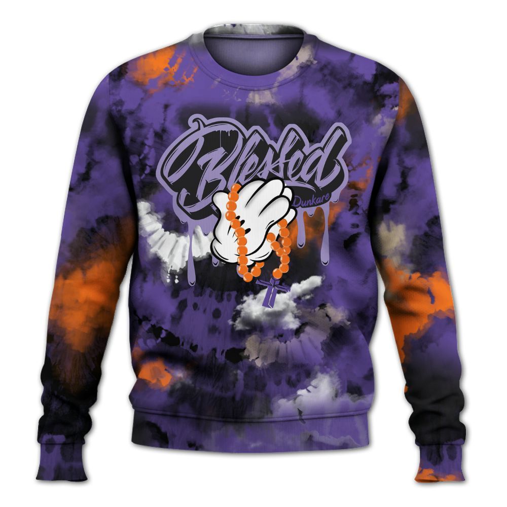 Sweatshirt To Match Air Max Waffle SP Voltage Purple - God Blessed Tie Dye All Over Print