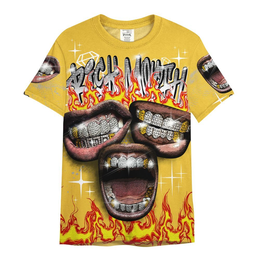 Shirt To Match Low Yellow Python 11s - Rich Mouth Fire Rap Retro 90s All Over Print