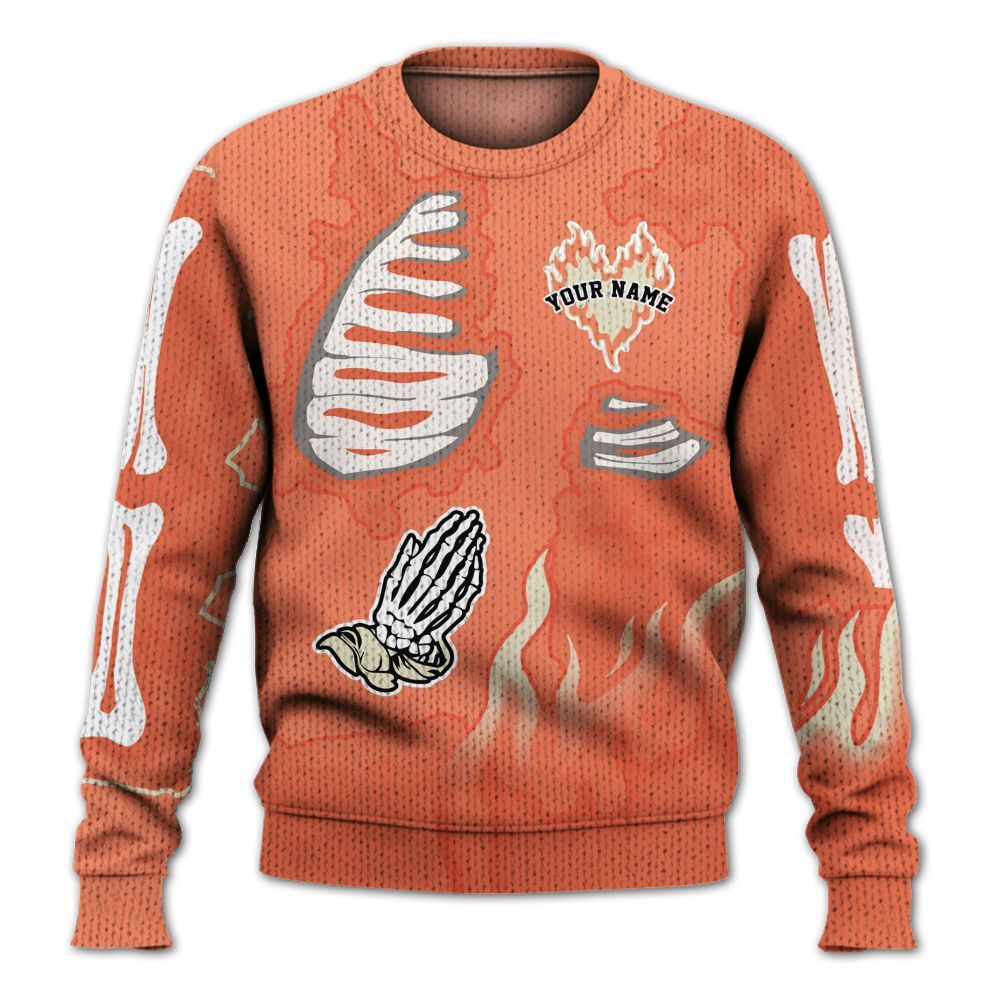 Knitted Sweater To Match DJ Khaled Crimson Bliss 5s - Dislike Us Graphic Burning Custom Name