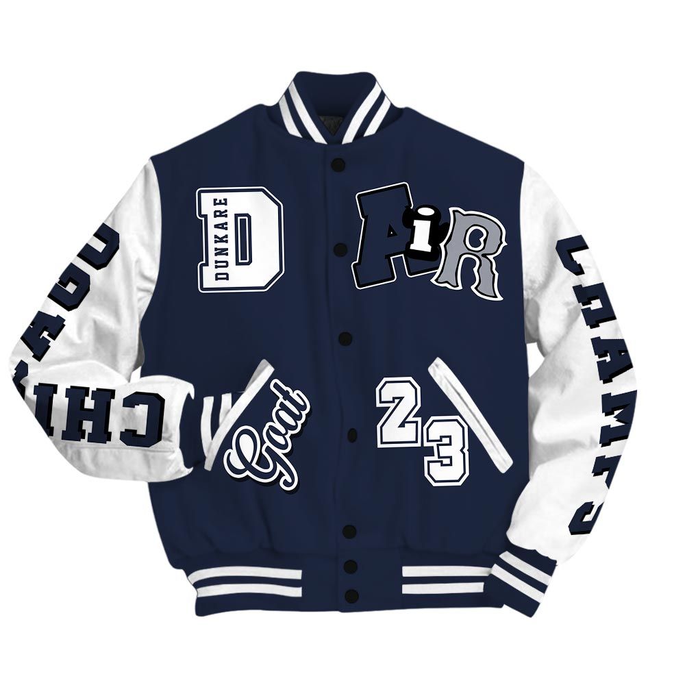 Varsity Jacket To Match Midnight Navy 13s Shirt - AIR Number 23 GOAT Baseball Varsity Jacket Unisex Outfit