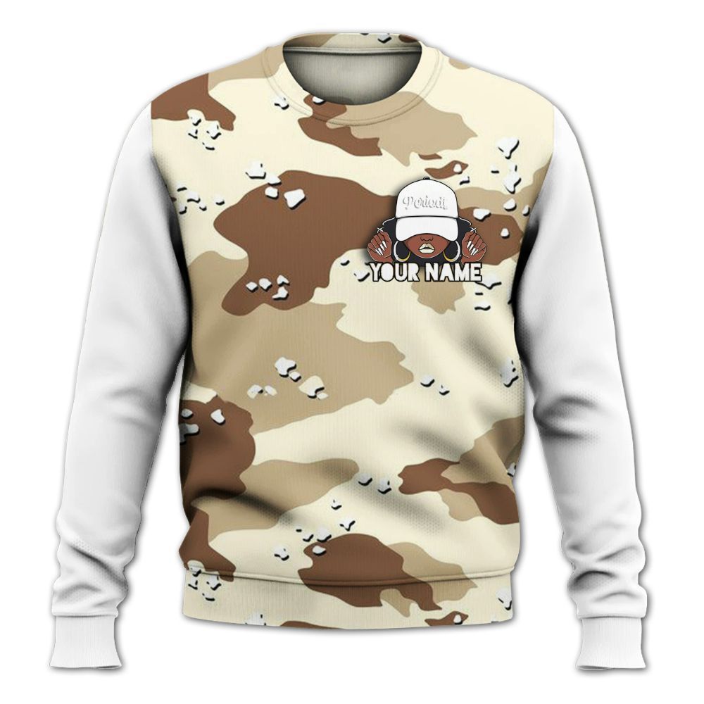 Sweatshirt To Match Desert Camo 3s - Custom Name Black Girl All Over Print