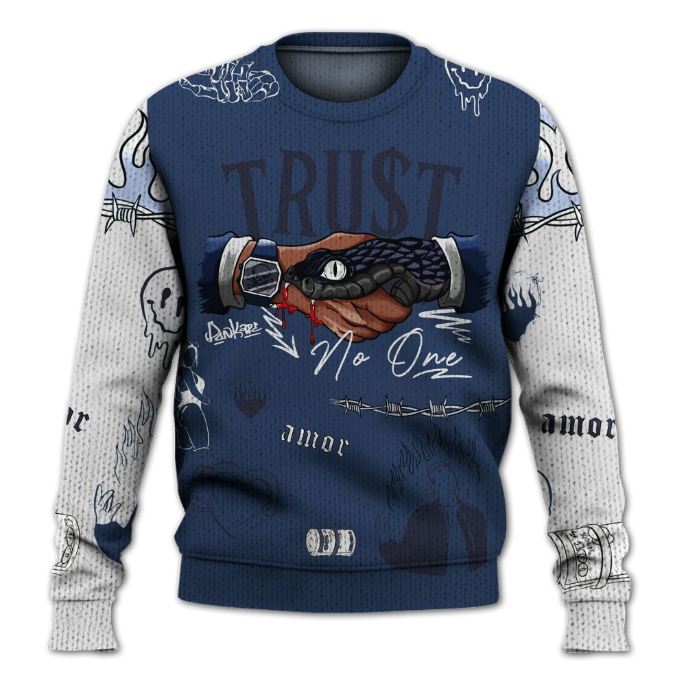 Knitted Sweater To Match Low 85 Metallic Blue 1s - Snake Trust No One