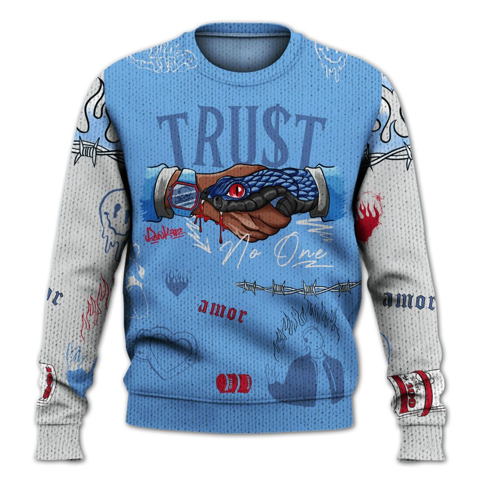 Knitted Sweater To Match University Blue 6s - Snake Trust No One