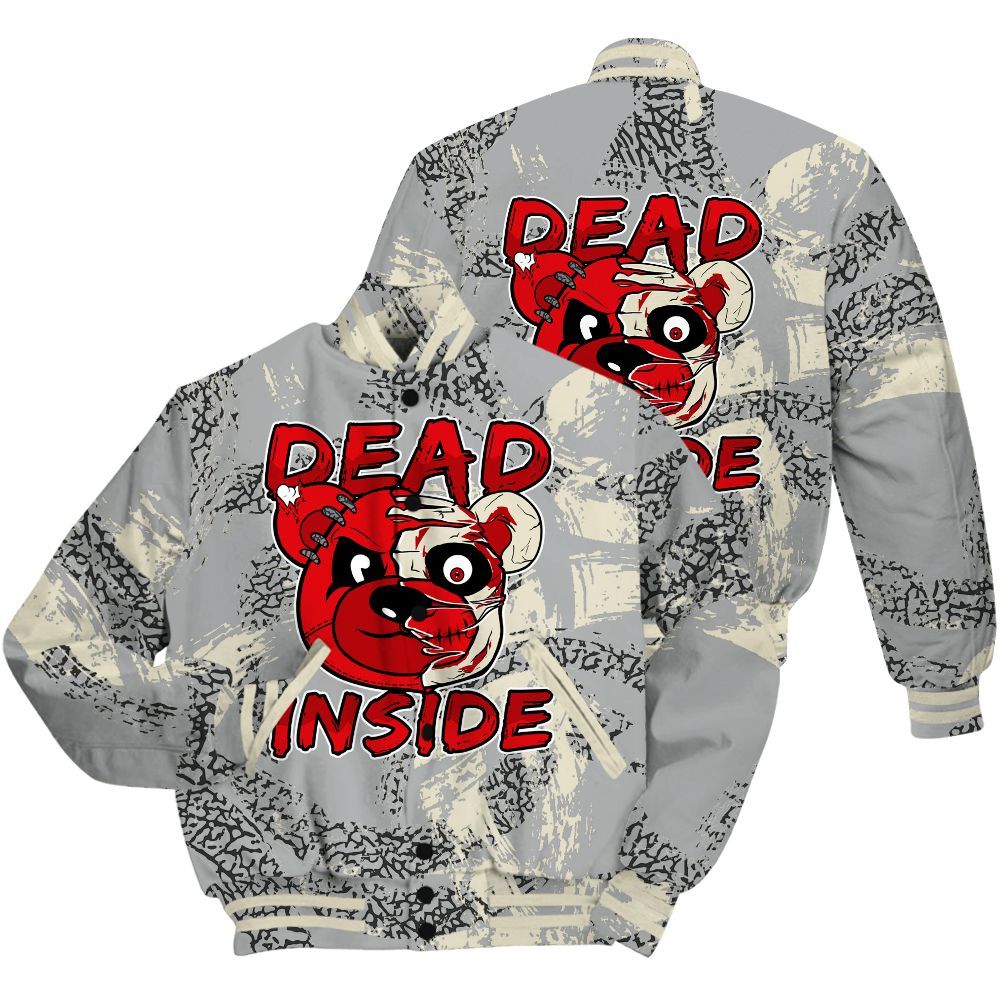 Varsity Jacket To Match Cement Grey 3s Shirt - Lifeless Bear Circle Slpash All Over Print