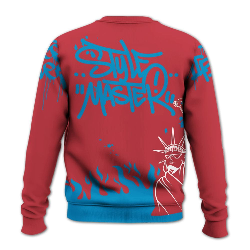 Sweatshirt To Match High OG University Red Dark Powder Blue 1s - Graphic Fck Around Find Out All Over Print