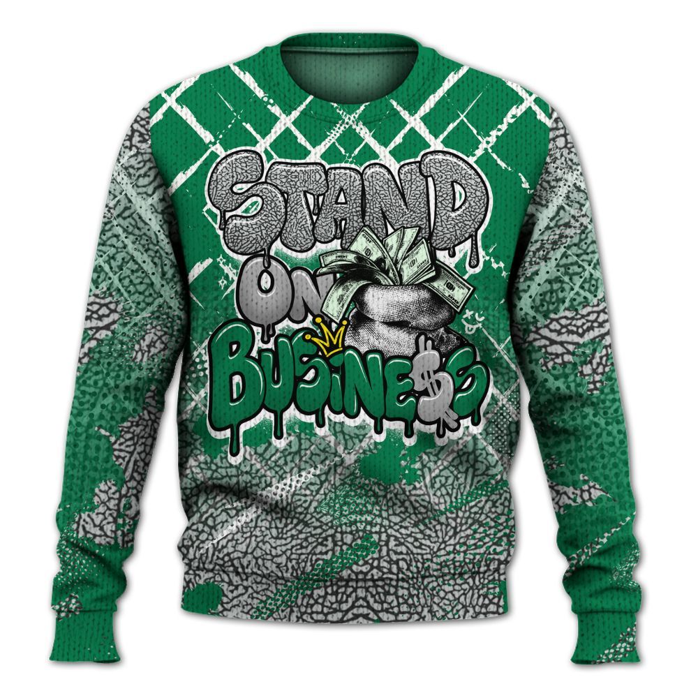 Knitted Sweater To Match Pine Green 3s - Halftone Stand Business Dripping