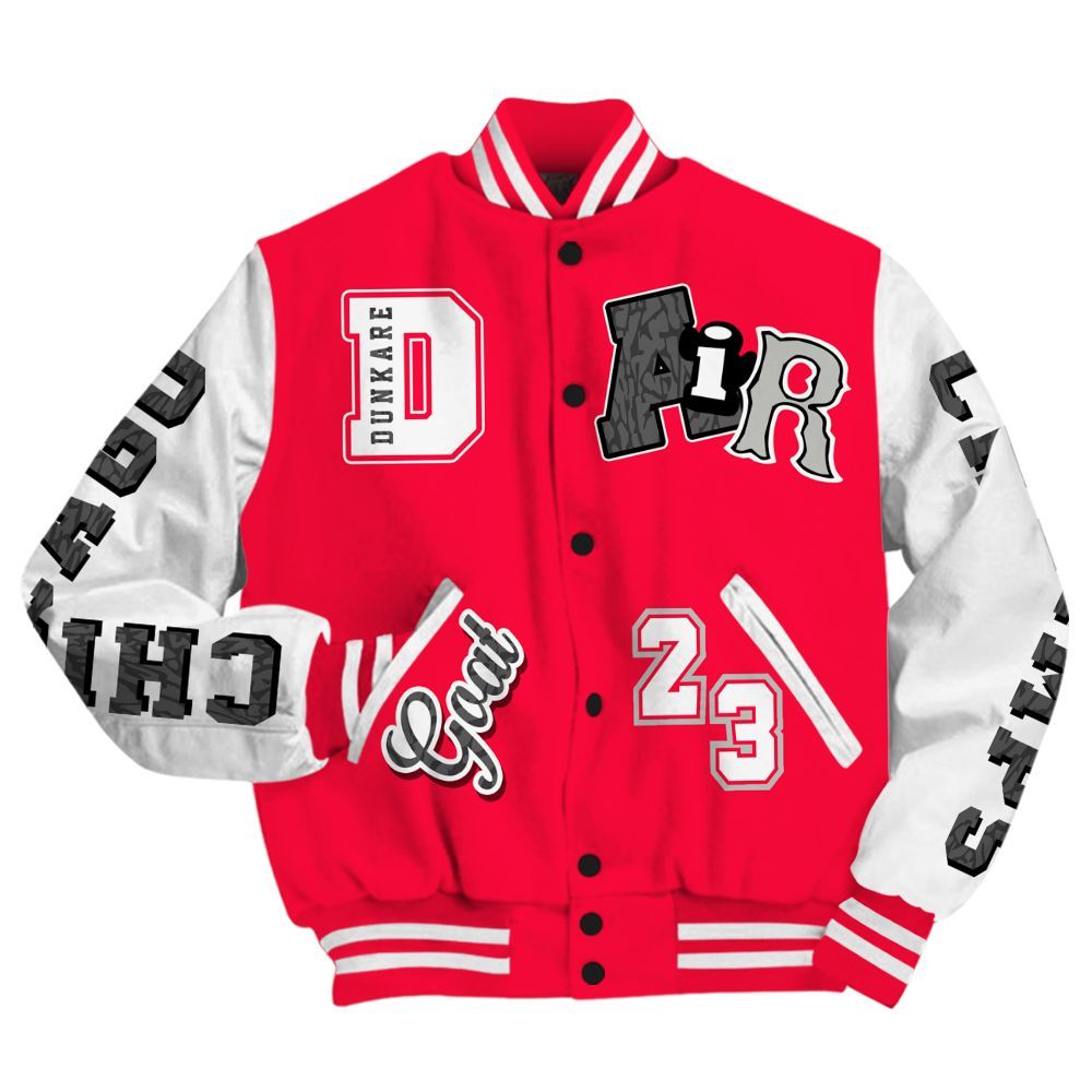 Varsity Jacket To Match Retro Fire Red 3s - AIR Number 23 GOAT All Over Print