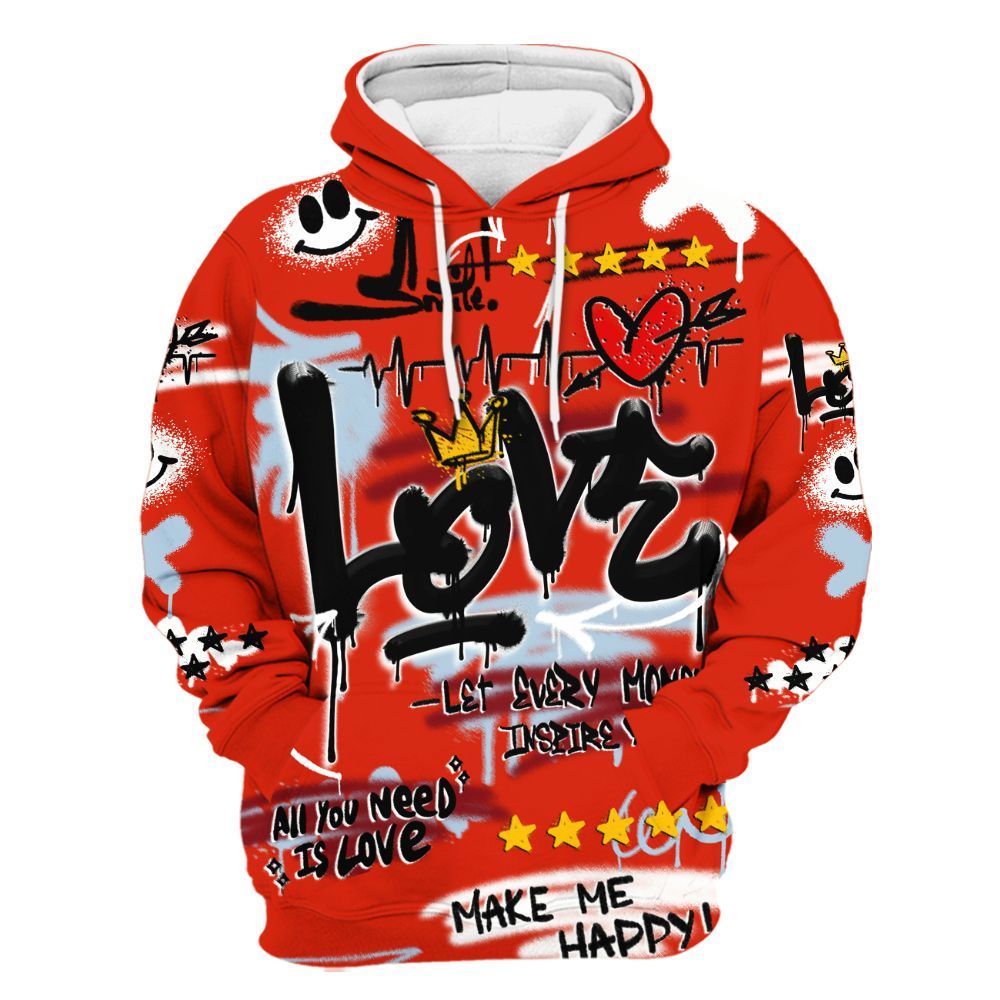Hoodie To Match Retro Cherry 11s - Happy Love Beats Graffiti Streetwear All Over Print