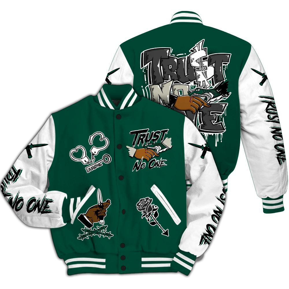 Varsity Jacket To Match Oxidized Green 4s - Trust No One Dripping All Over Print