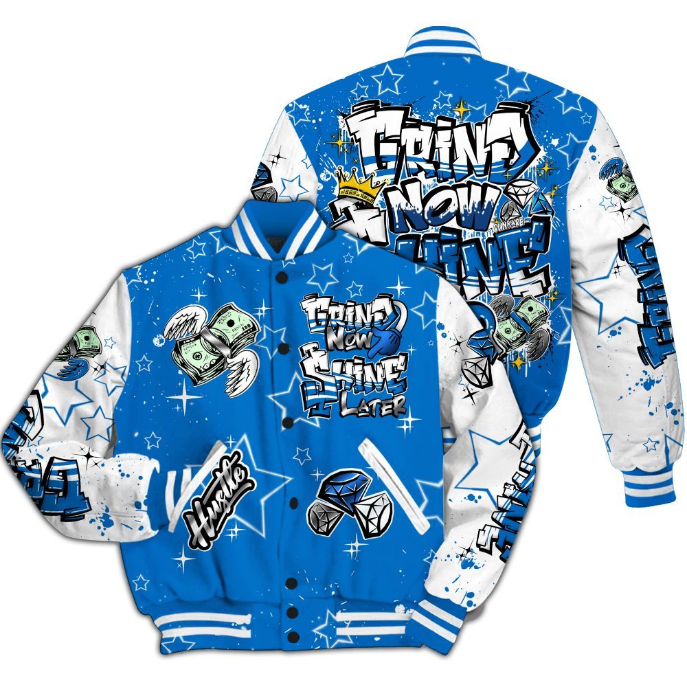Varsity Jacket To Match Blueberry 12s - Grind2 Shine Later All Over Print
