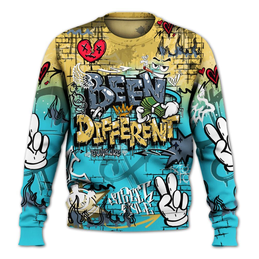 Sweatshirt To Match Retro Gamma Blue 11s - Been Dif2erent Drip Graffiti All Over Print